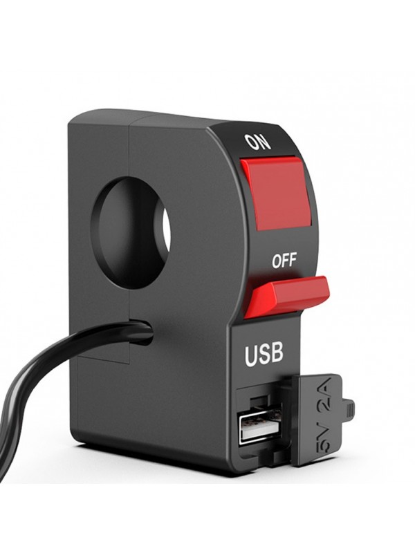 AGVPRO GV-7000 ΔΙΑΚΟΠΤΗΣ ΜΟΤΟΣΥΚΛΕΤΑΣ ON/OFF ΜΕ USB BLACK