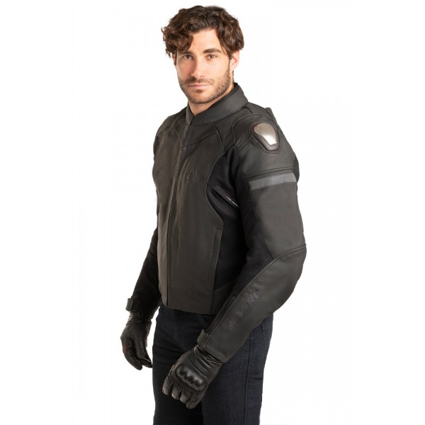 ΔΕΡΜΑΤΙΝΟ ΜΠΟΥΦΑΝ ΜΗΧΑΝΗΣ AGVPRO FACTORY ΜΕ ΚΑΜΠΟΥΡΑ ΜΑΥΡΟ